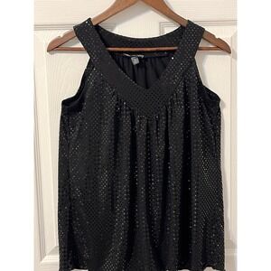 BCX Women's Sleeveless Black Sequin Top Size Medium